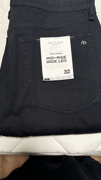 rag & bone Jet Black Wide Leg Jeans - Picture 1 of 4